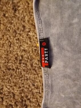 PartyLite Light Blue Women’s Top with Black/Red Label